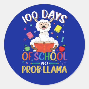 Llama 100 dagars klassiskt rondepåmärke i skolan runt klistermärke