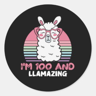 Llama 100:e födelsedagspresent för kvinnor runt klistermärke