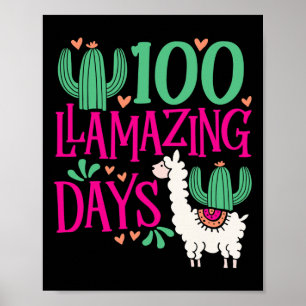 Llama 100 Llamazing Day of School - Cute Girls and Poster