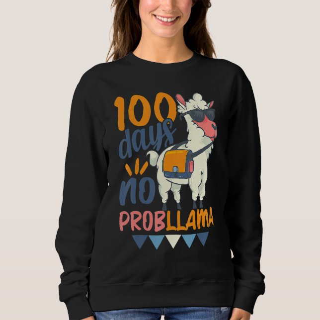 Llama 100th Day of School 100 Days No Probllama T Shirt (Framsida)