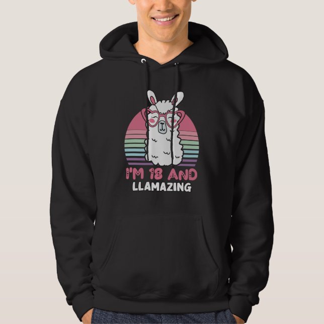 Llama 18:e födelsedagspresent för kvinnor hoodie (Framsida)