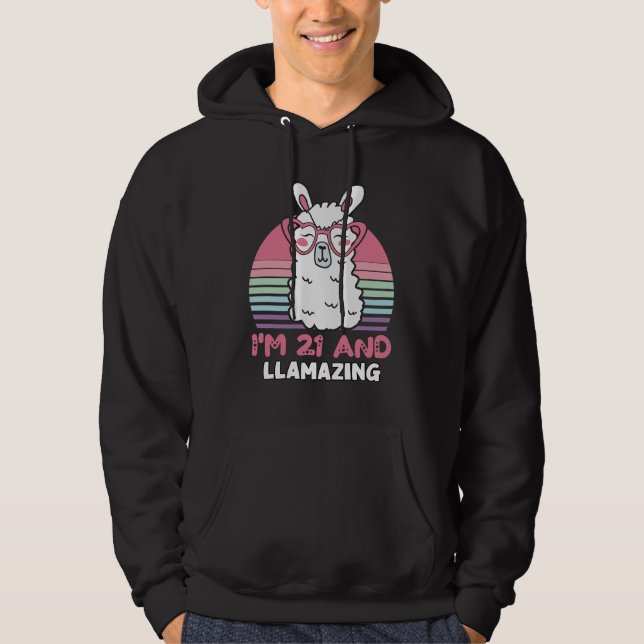 Llama, 21:a födelsedagspresent för kvinnor hoodie (Framsida)