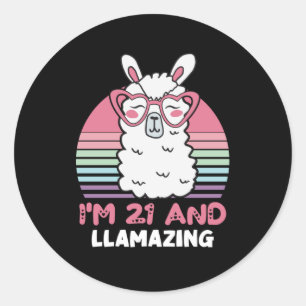 Llama, 21:a födelsedagspresent för kvinnor runt klistermärke