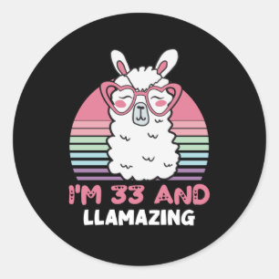 Llama 33:e födelsedagspresent för kvinnor runt klistermärke