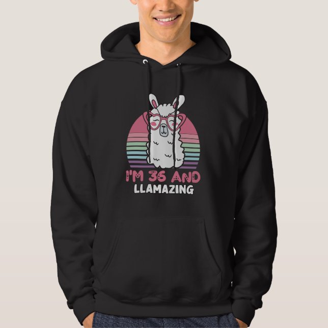 Llama 36:e födelsedagspresent för kvinnor hoodie (Framsida)