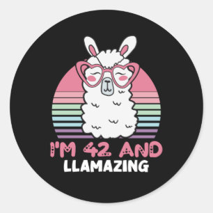 Llama 42:a födelsedagspresent för kvinnor runt klistermärke