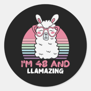 Llama 48:e födelsedagspresent för kvinnor runt klistermärke