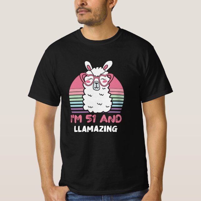 Llama 51:a födelsedagsgåva till kvinnor t shirt (Framsida)