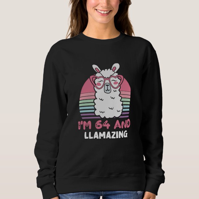 Llama 64:e födelsedagspresent för kvinnor t shirt (Framsida)