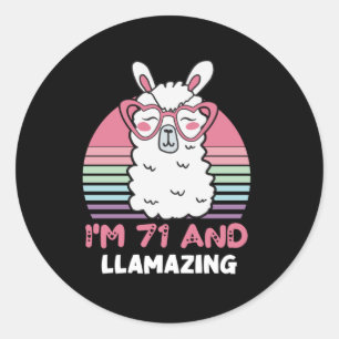 Llama 71:a födelsedagspresent för kvinnor runt klistermärke