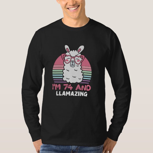 Llama 74:e födelsedagspresent för kvinnor t shirt (Framsida)