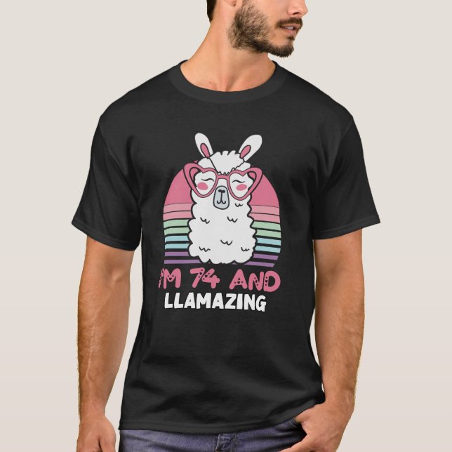 Llama 74:e födelsedagspresent för kvinnor t shirt (Framsida)
