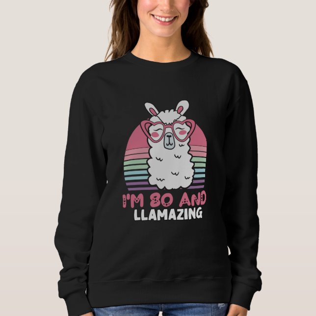Llama 80:e födelsedagspresent för kvinnor t shirt (Framsida)