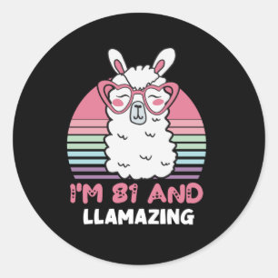 Llama 81:a födelsedagspresent för kvinnor runt klistermärke