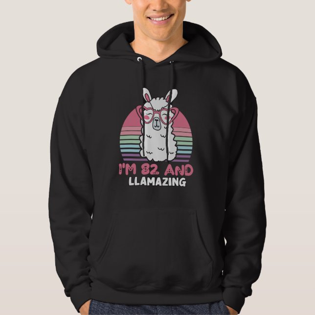 Llama 82:a födelsedagspresent för kvinnor hoodie (Framsida)