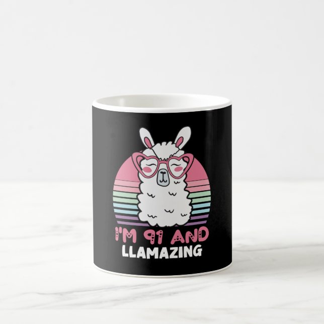 Llama 91:a födelsedagspresent för kvinnor kaffemugg (Center)