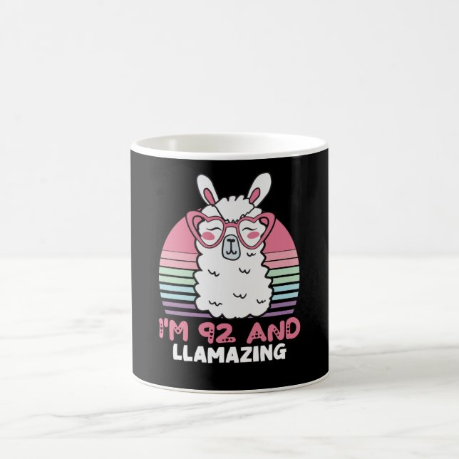 Llama 92:a födelsedagspresent för kvinnor kaffemugg (Center)