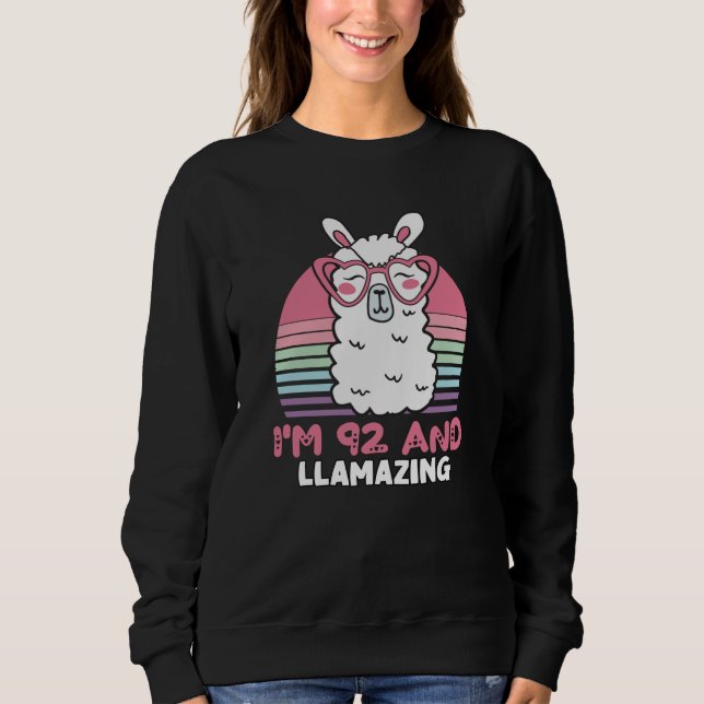 Llama 92:a födelsedagspresent för kvinnor t shirt (Framsida)