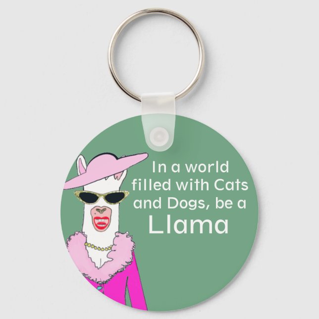 Llama Advice från Grönt Dam Llama Nyckelring (Framsida)