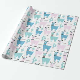 Llama Alapaca Blue Rosa Baby Shower Birthday Presentpapper