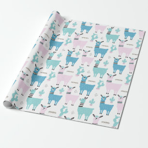 Llama Alapaca Blue Rosa Baby Shower Birthday Presentpapper