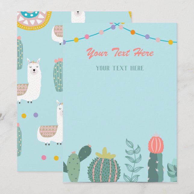 Llama Alla evenemang Inbjudan (Fram/baksida)