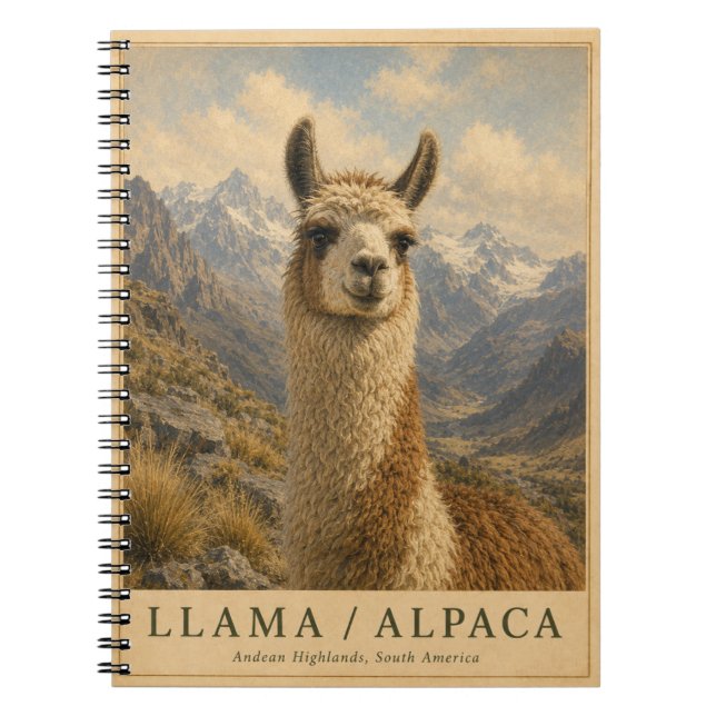 Llama Alpaca Anderna VINTAGE Anteckningsbok (Framsidan)