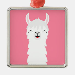 Llama alpaca ansikte julgransprydnad metall