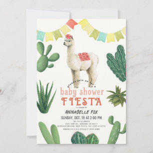Llama Alpaca Cactus Fiesta Baby Shower Inbjudningar
