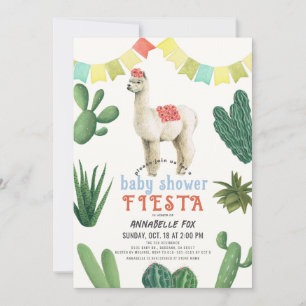 Llama Alpaca Cactus Fiesta Boy Shower Inbjudningar