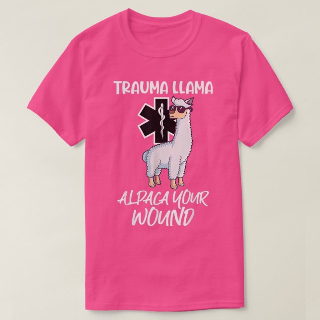 Llama Alpaca Din Wound EMT Medic EMS T Shirt (Design framsida)