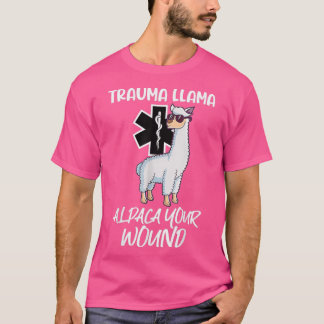 Llama Alpaca Din Wound EMT Medic EMS T Shirt