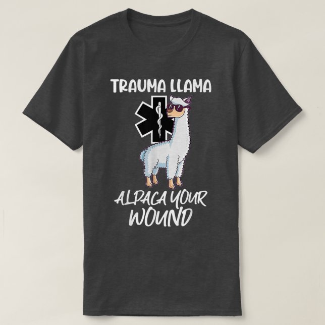 Llama Alpaca Din Wound EMT Medic EMS T Shirt (Design framsida)