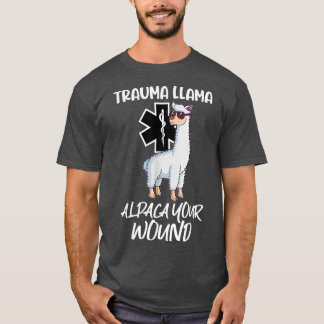 Llama Alpaca Din Wound EMT Medic EMS T Shirt