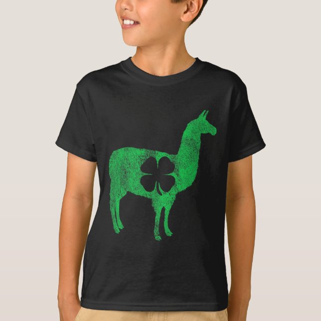 Llama Alpaca Gift St Patricks Day Shamrock Clove T Shirt (Framsida)