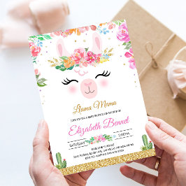Llama Alpaca Kaktus Fiesta Baby Shower Inbjudan