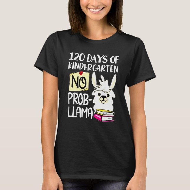Llama & Alpaca Lovers 120 Days of Kindergarten No  T Shirt (Framsida)