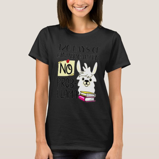 Llama & Alpaca Lovers 120 Days of Kindergarten No  T Shirt (Framsida)