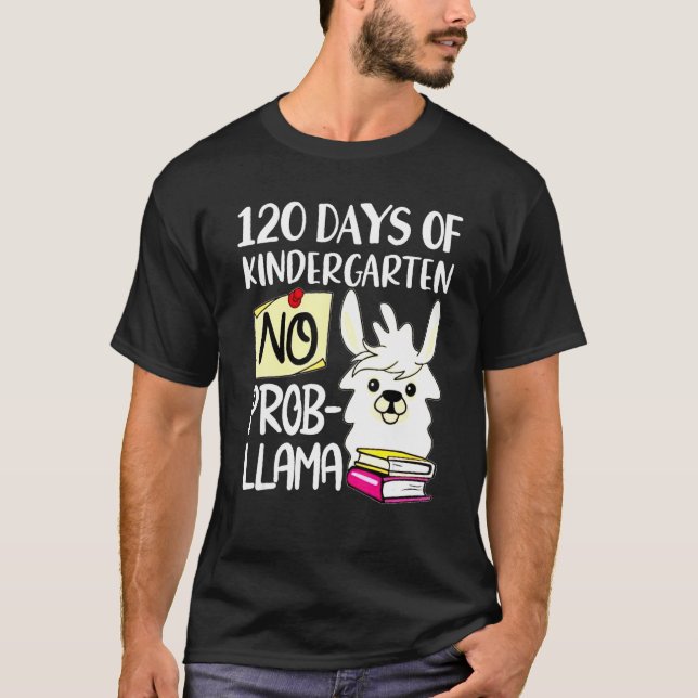 Llama & Alpaca Lovers 120 Days of Kindergarten No  T Shirt (Framsida)