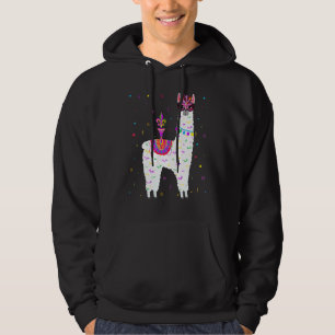Llama Alpaca Mardi Gras Alpaca Tjock Tisdag Party Hoodie