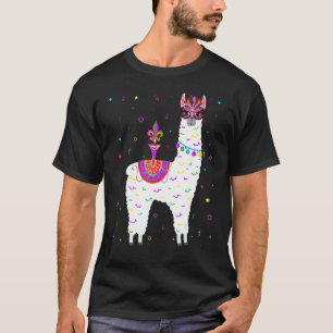 Llama Alpaca Mardi Gras Alpaca Tjock Tisdag Party T Shirt