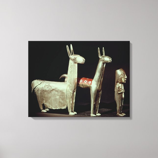 Llama, alpaca och kvinna canvastryck (Framsida)