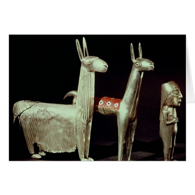 Llama, alpaca och kvinna hälsningskort (Framsidan Horizontal)