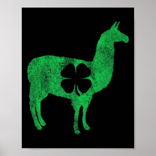 Llama Alpaca Present St Patricks Day Shamrock Klöv Poster