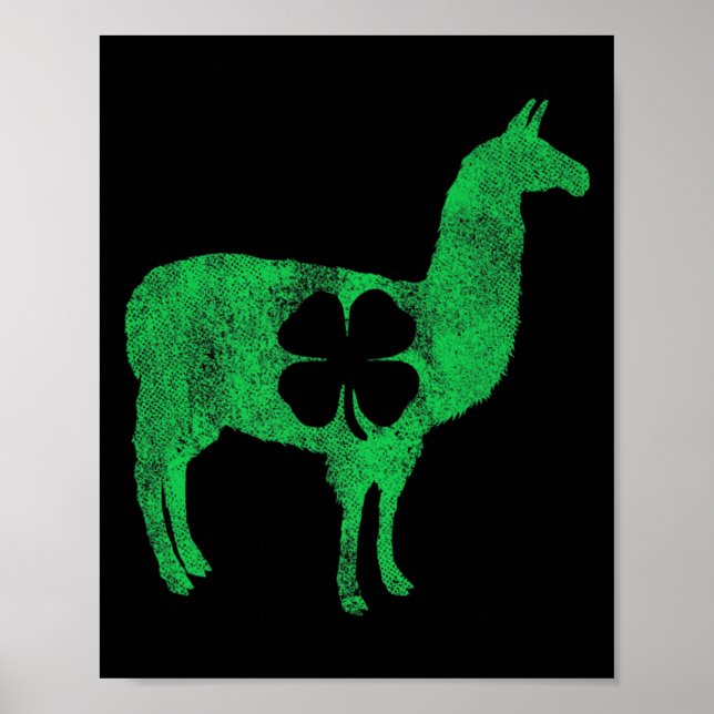 Llama Alpaca Present St Patricks Day Shamrock Klöv Poster (Framsidan)