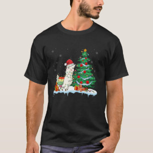 Llama Älskare jul Llama Wearing Santa Hat Julafton T Shirt