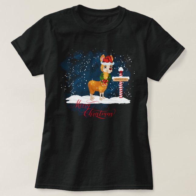 Llama Älskare jul, Nordpolen T Shirt (Design framsida)