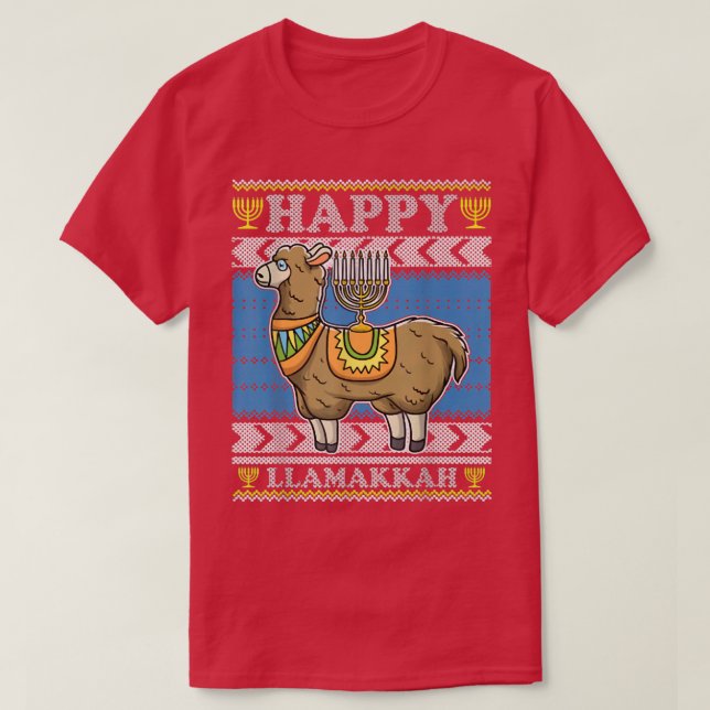 Llama Älskare Ugly jul Sweater Funny Jewish Ha T Shirt (Design framsida)