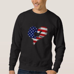 Llama Amerikansk Flagga Hjärta Usa Patriotisk Stol Lång Ärmad Tröja