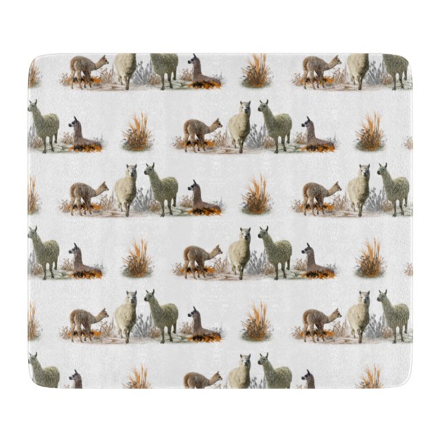 Llama äng skärbräda i glas (välj färg) (Framsidan)